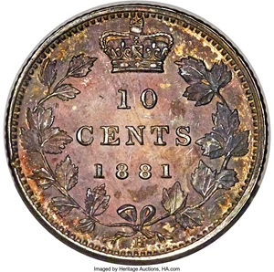 image for: Victoria Specimen 10 Cents 1881-H SP63 PCGS