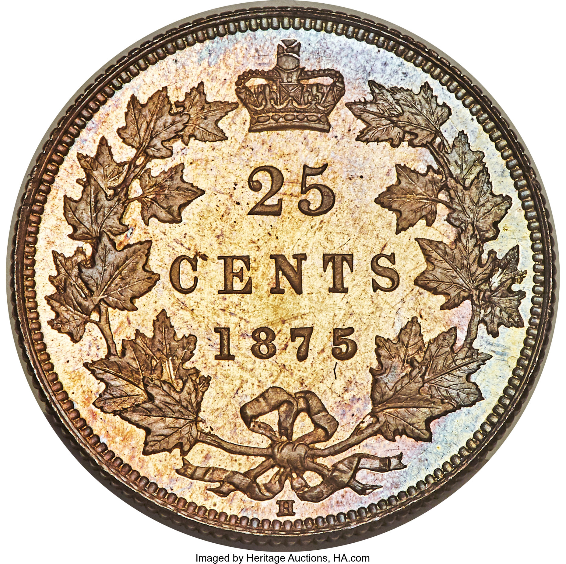 image for: Victoria Specimen 25 Cents 1875-H SP68 PCGS