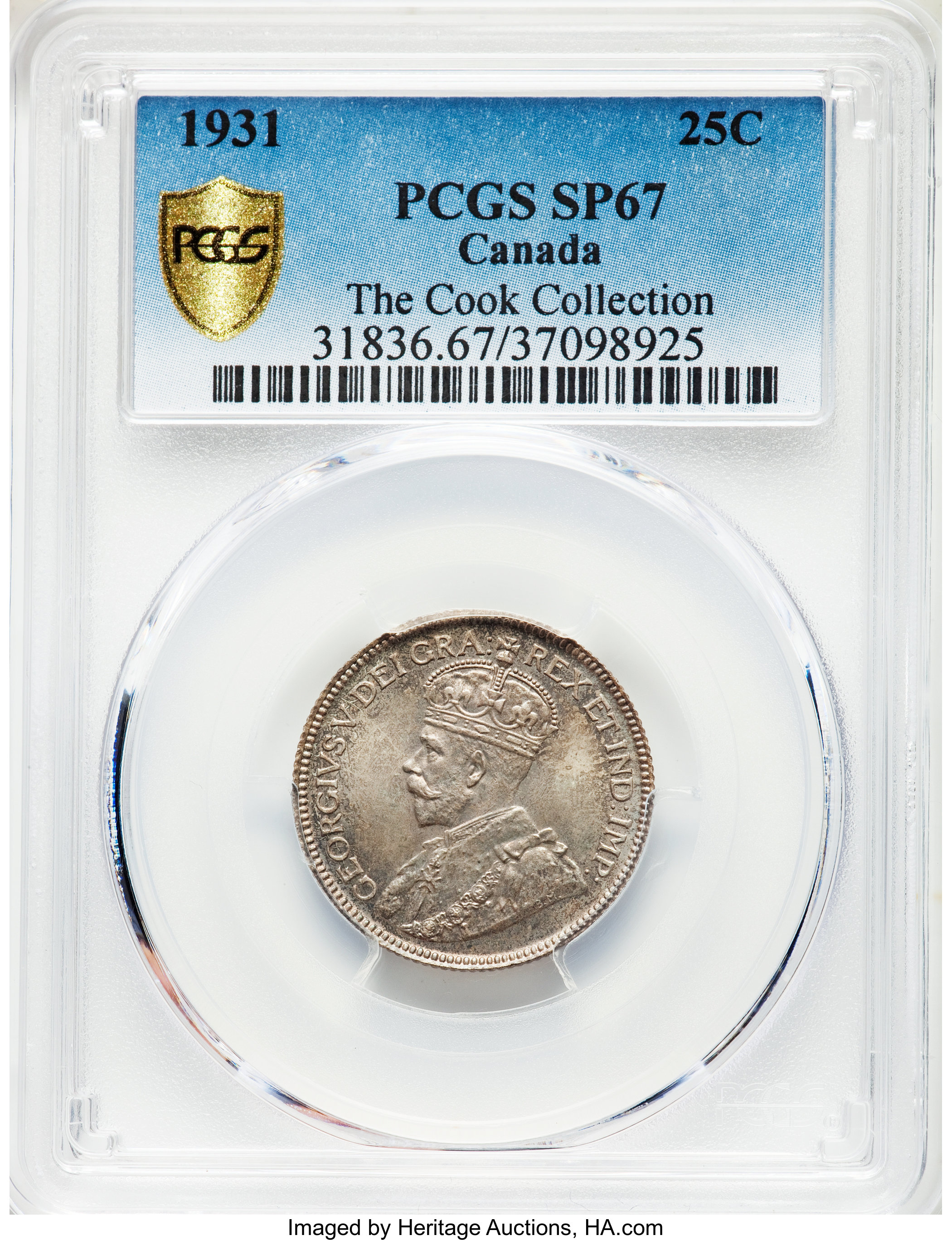 image for: George V Specimen 25 Cents 1931 SP67 PCGS