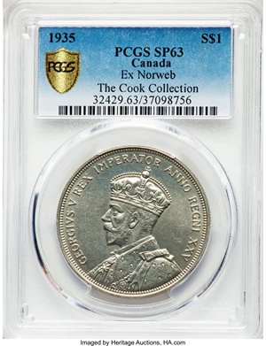 image for: George V Specimen Dollar 1935 SP63 PCGS