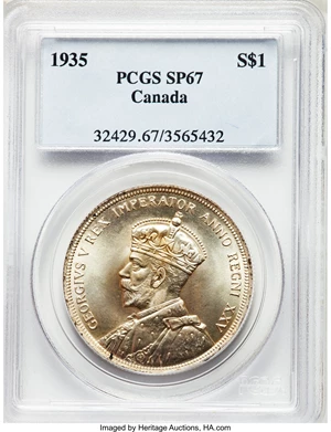 image for: George V Specimen Dollar 1935 SP67 PCGS