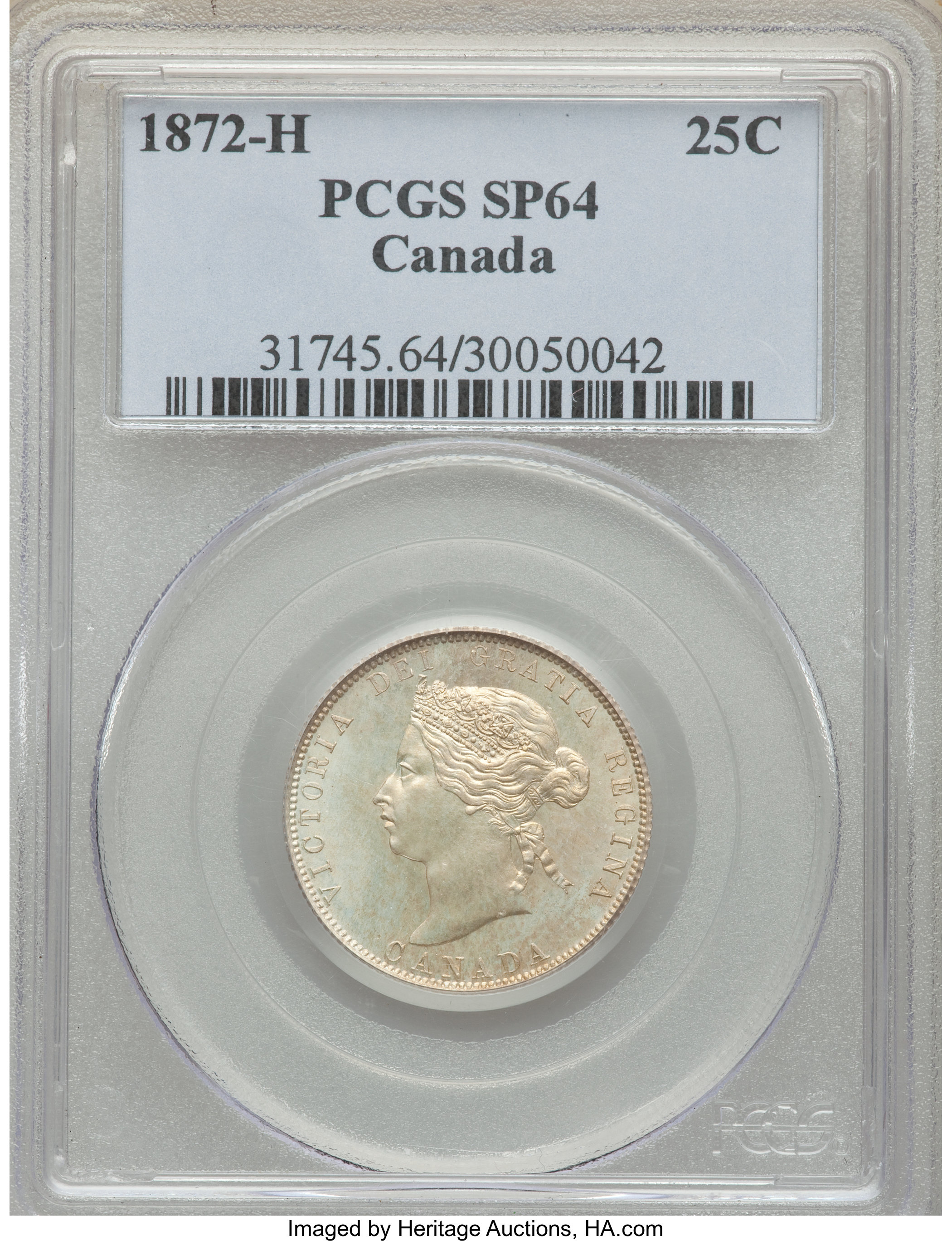 image for: Victoria Specimen 25 Cents 1872-H SP64 PCGS