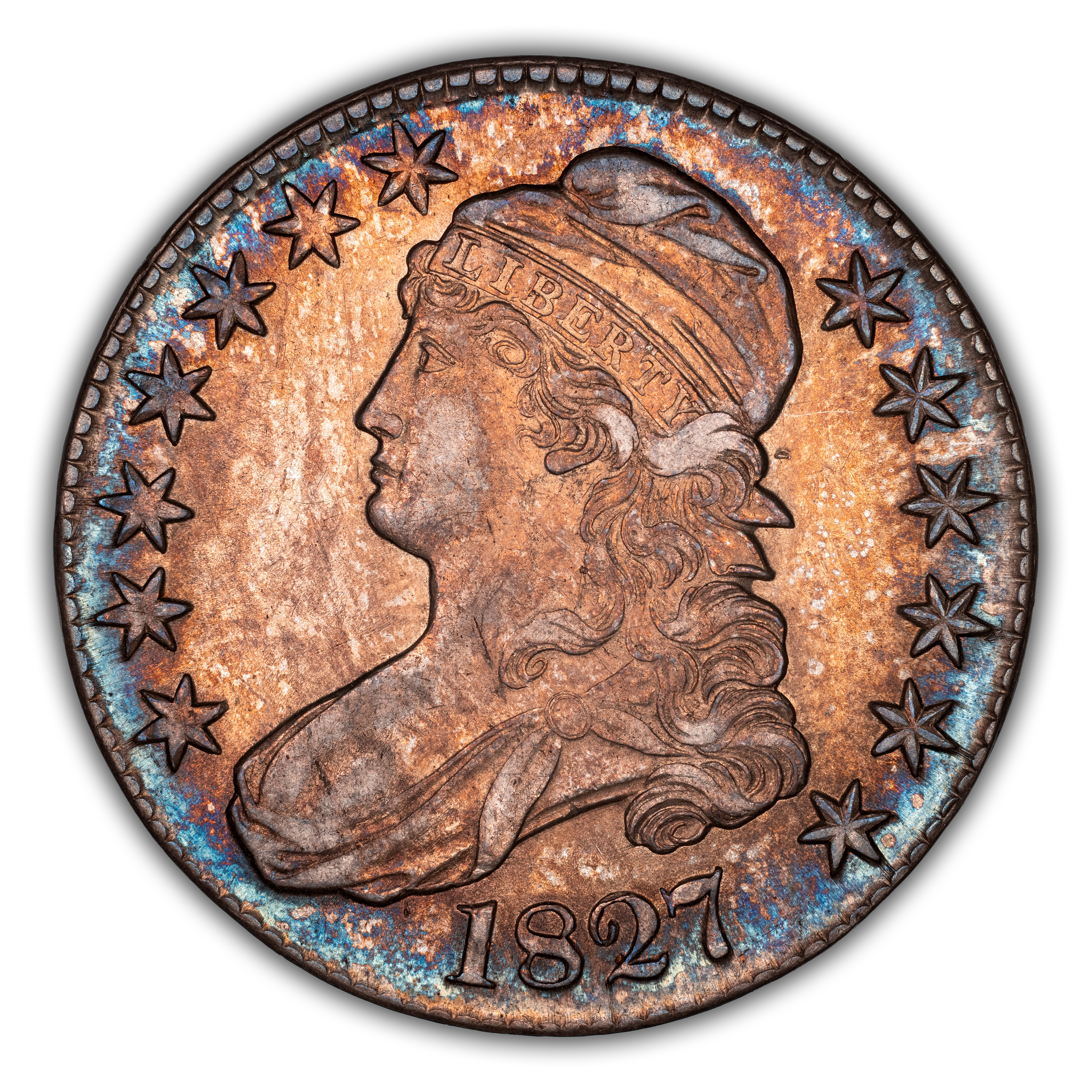 1827 50c Curl Base 2, O-146 MS