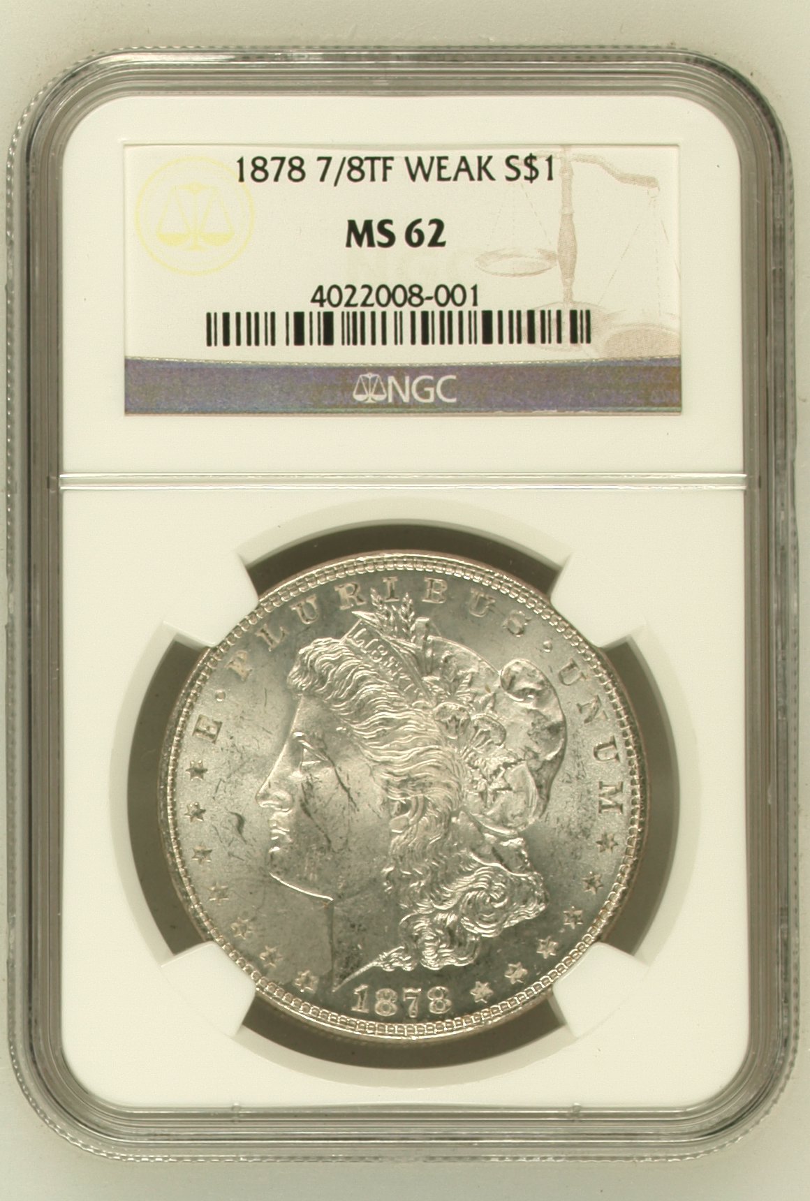 1878 7/8TF $1 Weak MS