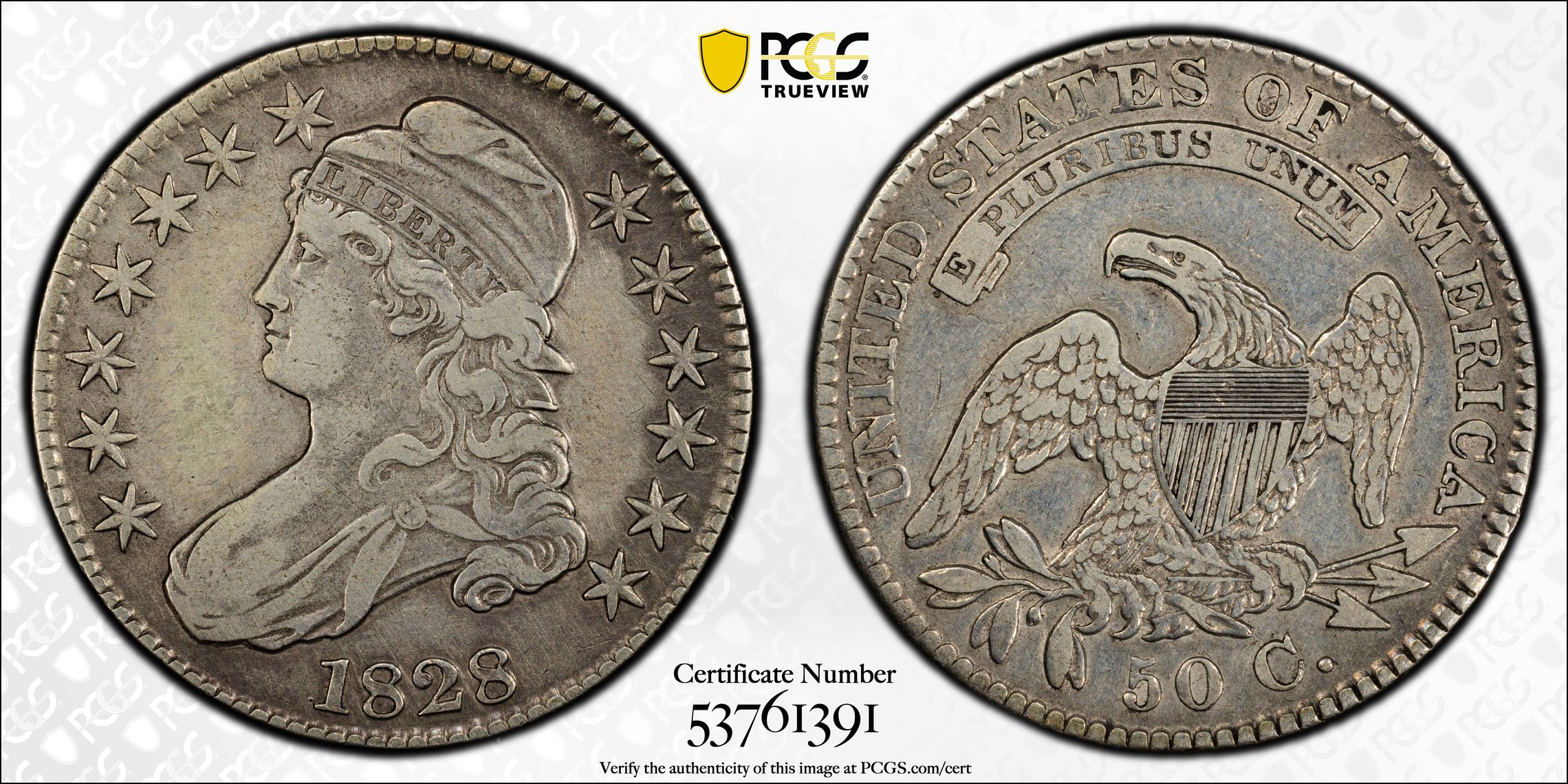 1828 50c Square Base 2, Small 8s, Small Letters MS thumbnail 8
