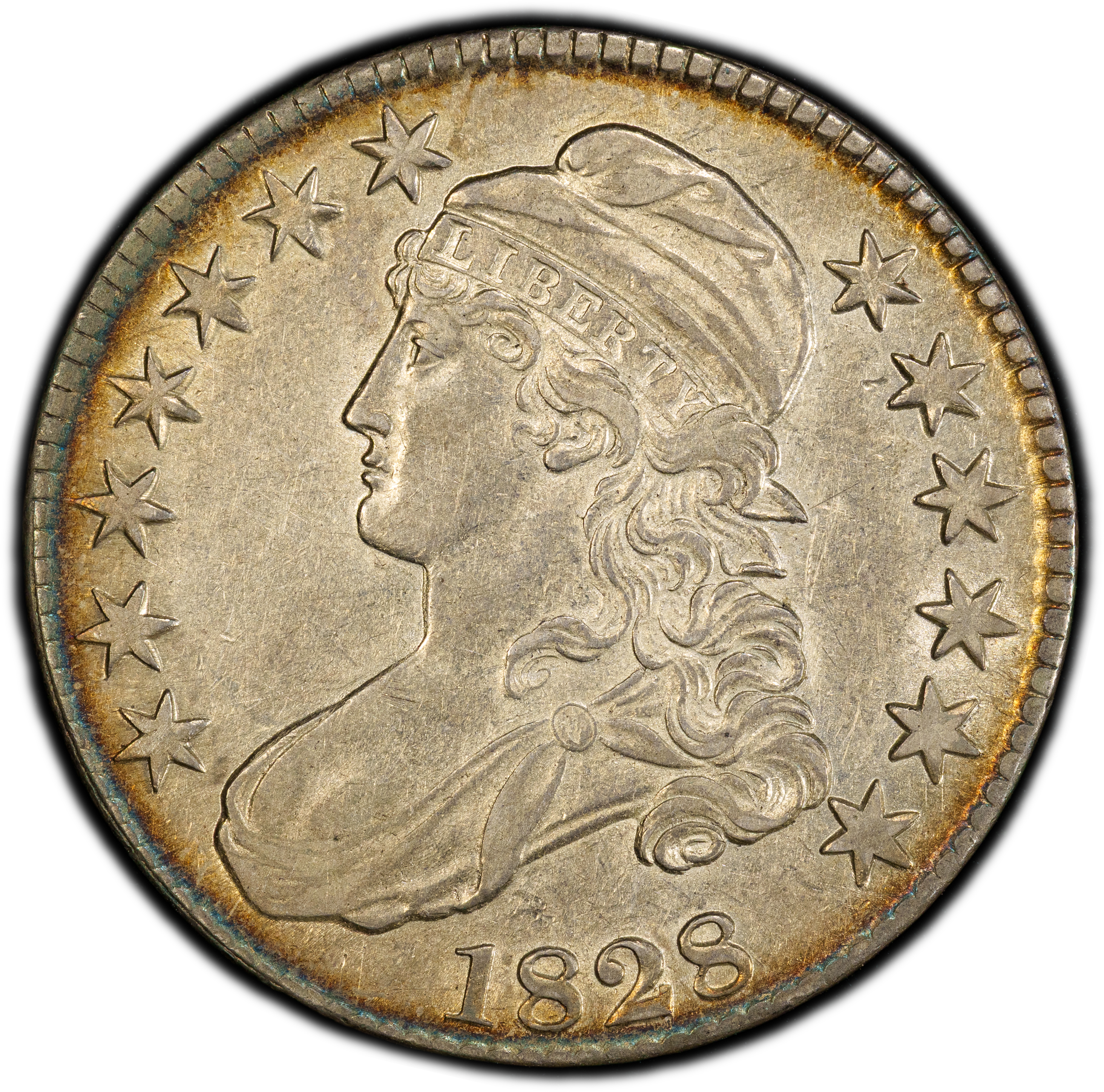 1828 50c Square Base 2, Small 8s, Large Letters MS