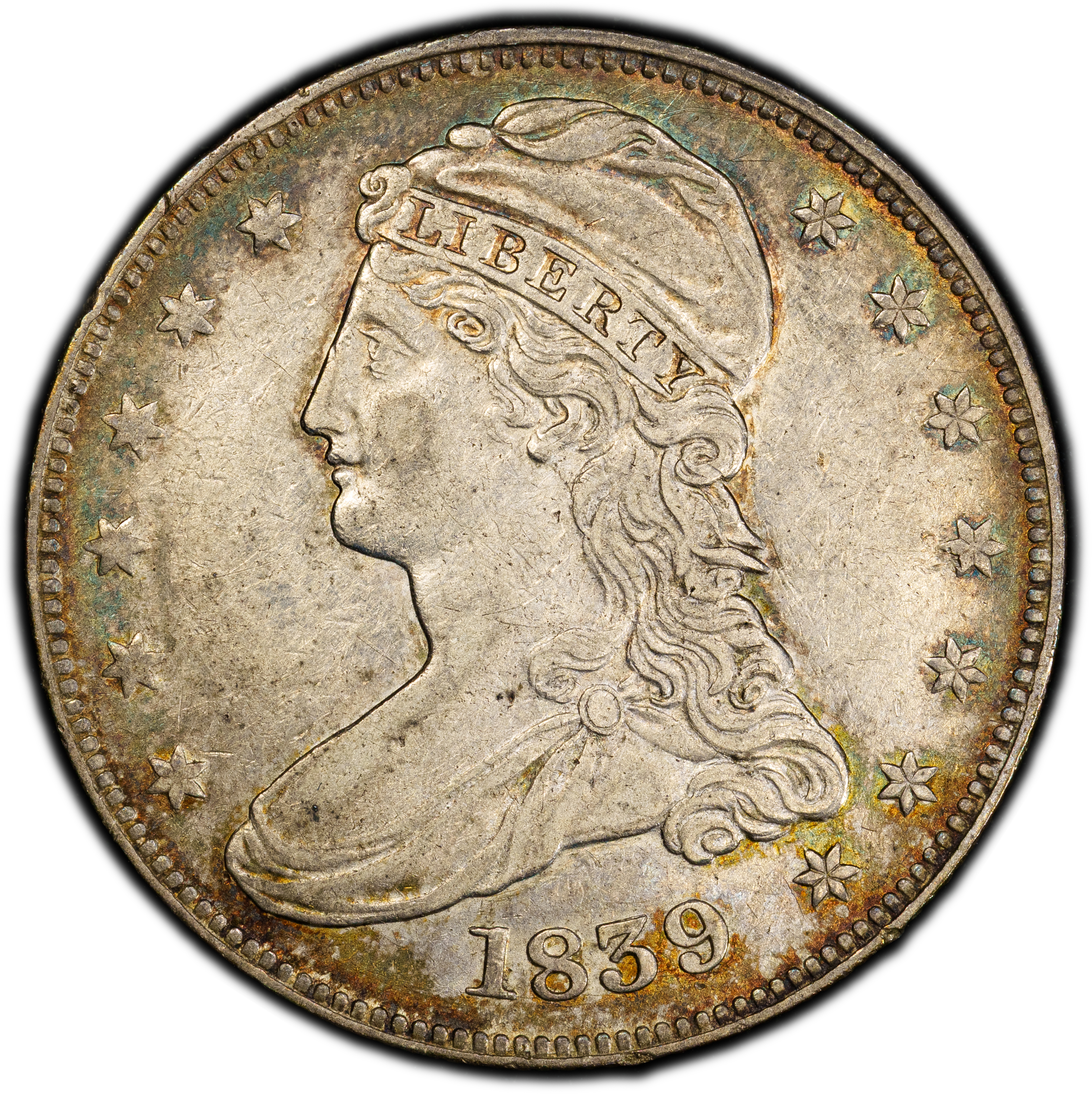 1839 50c Reeded Edge, Large Letters Reverse, GR-4 MS thumbnail 2