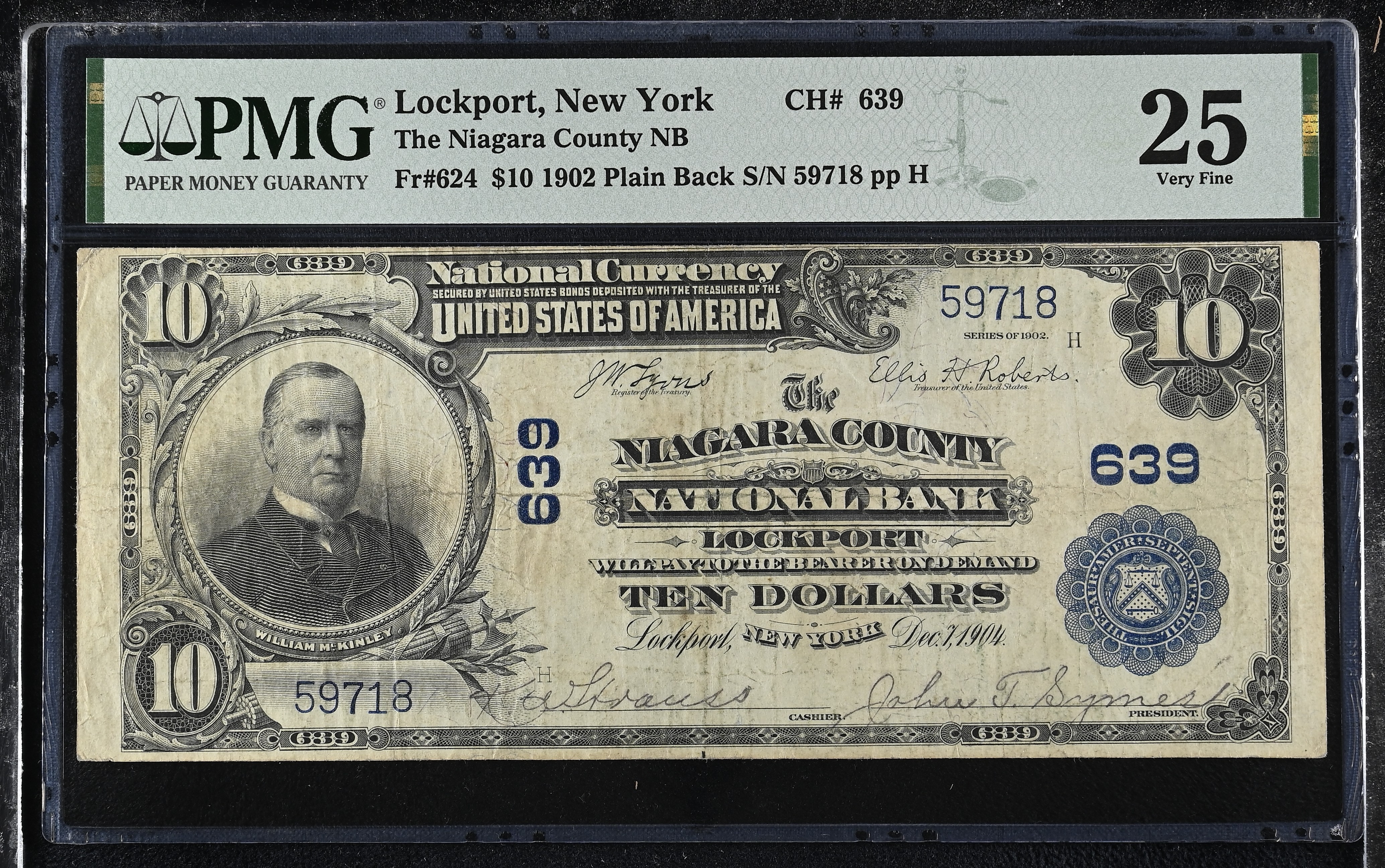 1902 $10 3rd Charter Period, 3rd Issue, Plain Back (Fr. 624)