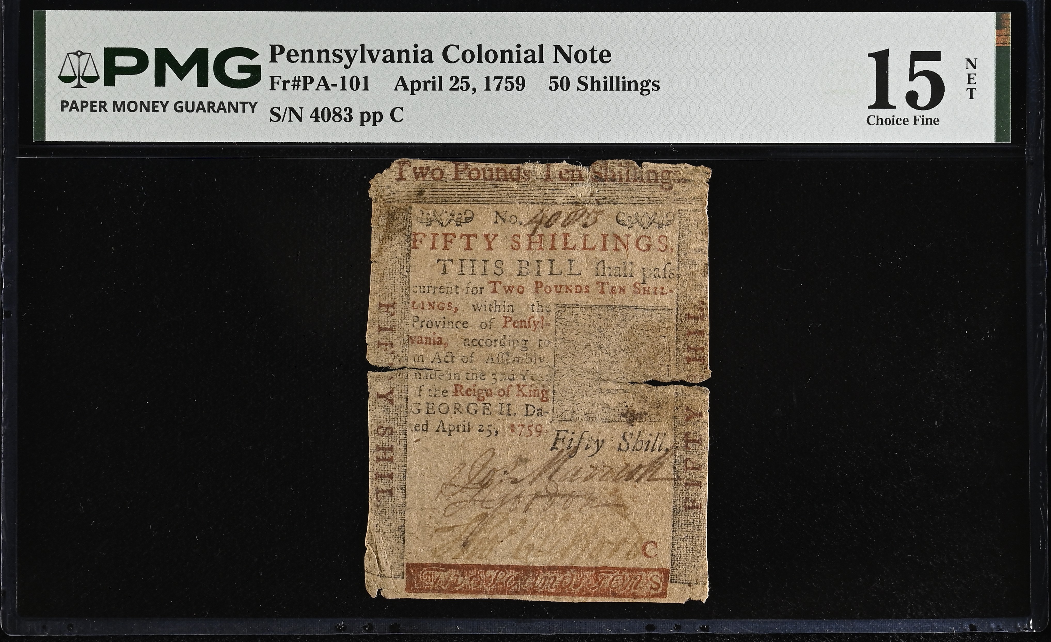 Apr 25, 1759 50s Pennsylvania (Fr. PA101)