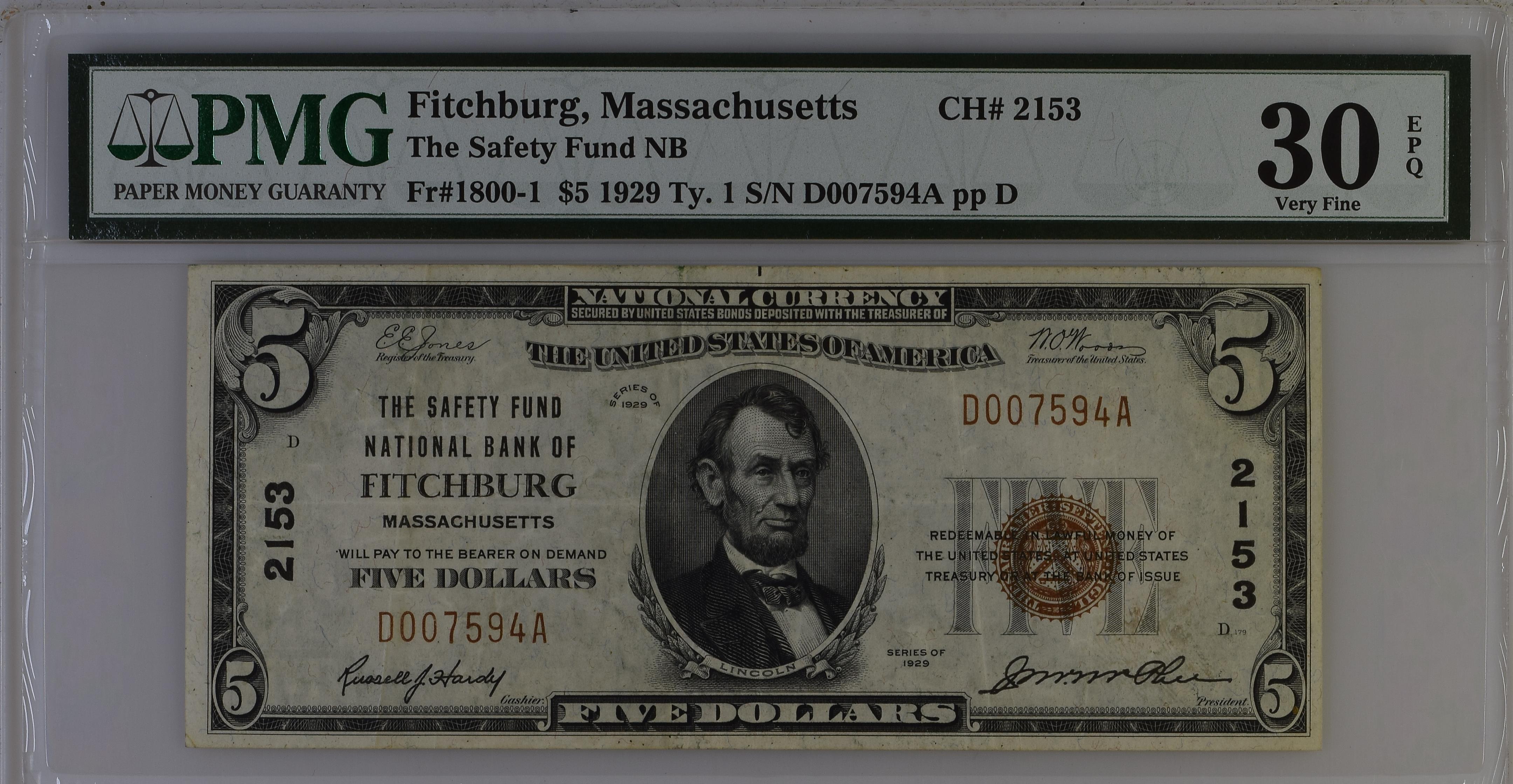 1902 $5 3rd Charter Period, 3rd Issue, Plain Back (Fr. 606)
