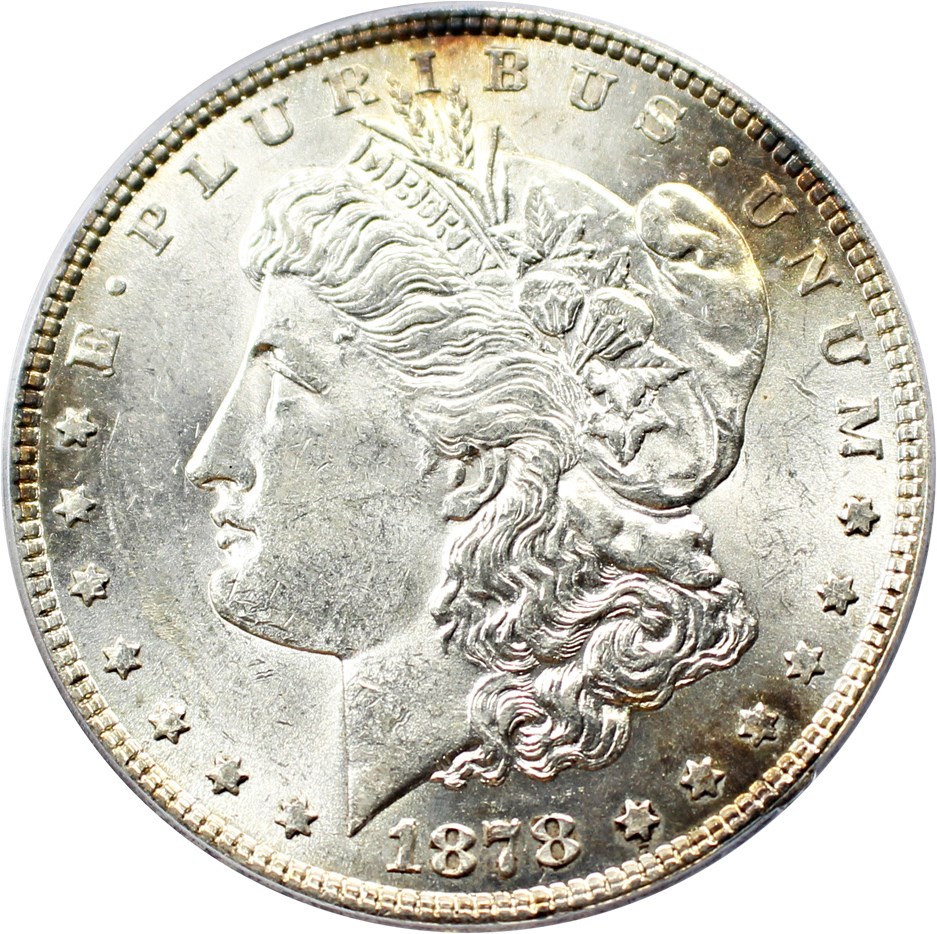 image for: 1878 7TF $1 PCGS AU58 (Reverse of 1878, VAM-162, Broken N&M)