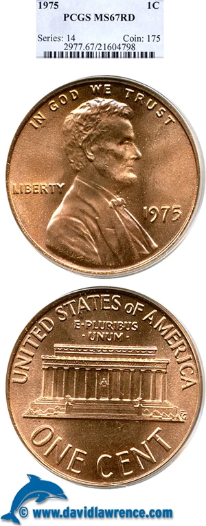 image for: 1975 1c PCGS MS67 RD