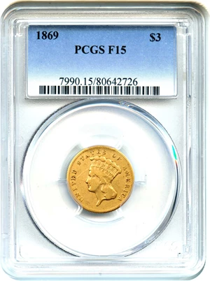 image for: 1869 $3 PCGS F15
