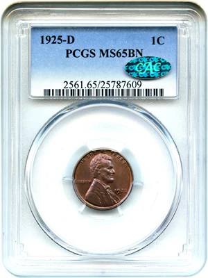 image for: 1925-D 1c PCGS/CAC MS65 BN
