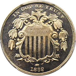 image for: 1869 5c PCGS Proof 65 CAM