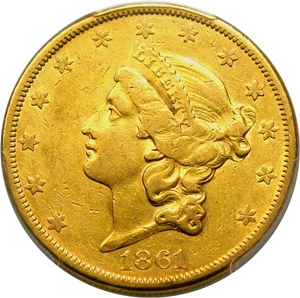 image for: 1861-S $20 PCGS XF40