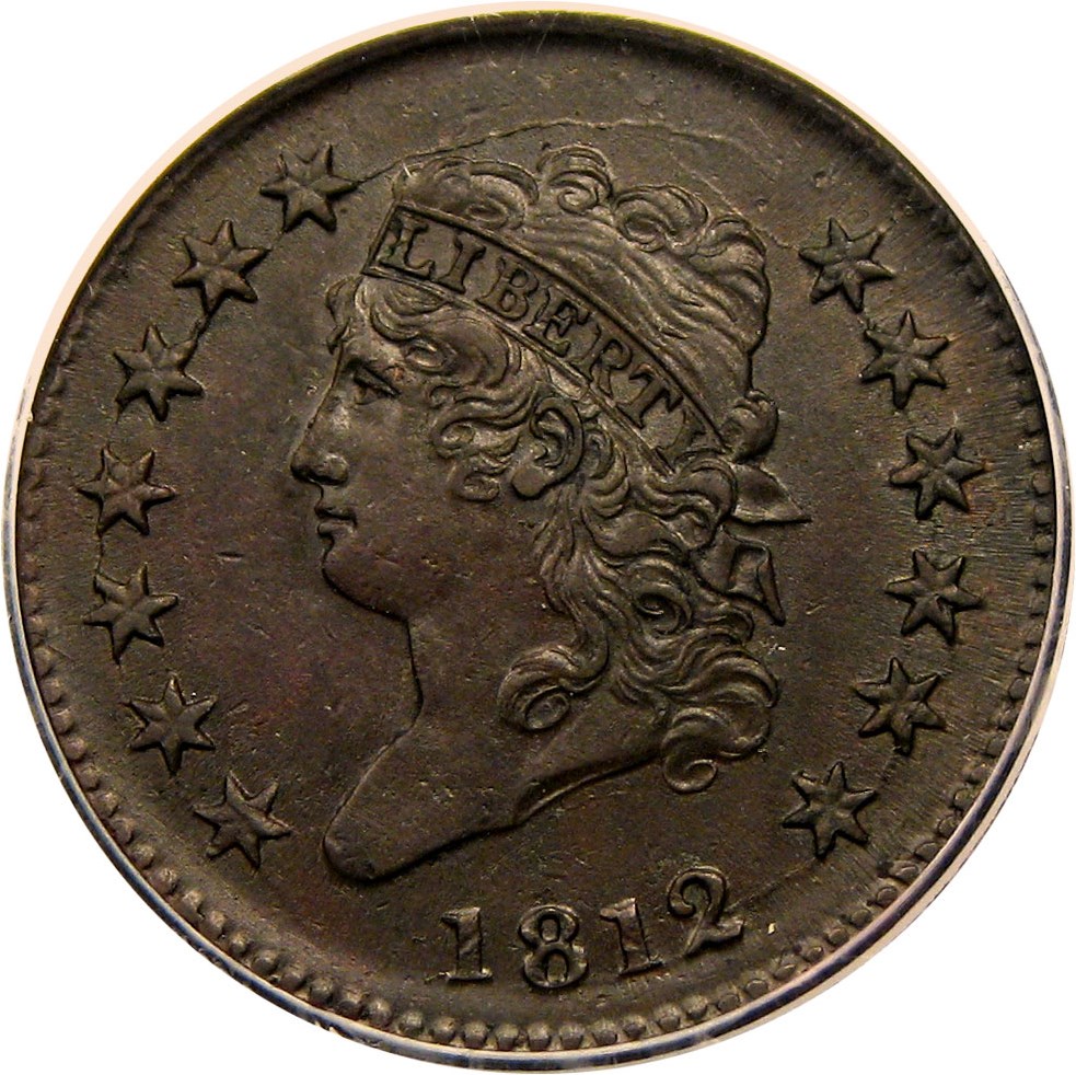 image for: 1812 1c PCGS AU58 BN (Small Date, S-291)