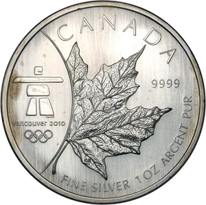 image for: Canada: 2008 $5 Maple Leaf Vancouver 2010 Olympics NGC MS69
