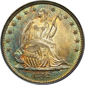 image for: 1842 50c PCGS/CAC MS64 (Small Date, Reverse of 1842)