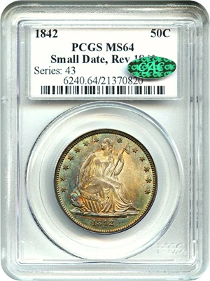 image for: 1842 50c PCGS/CAC MS64 (Small Date, Reverse of 1842)