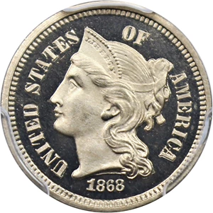 image for: 1868 3cN PCGS Proof 66 DCAM