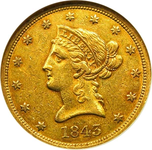 image for: 1843-O $10 NGC AU50