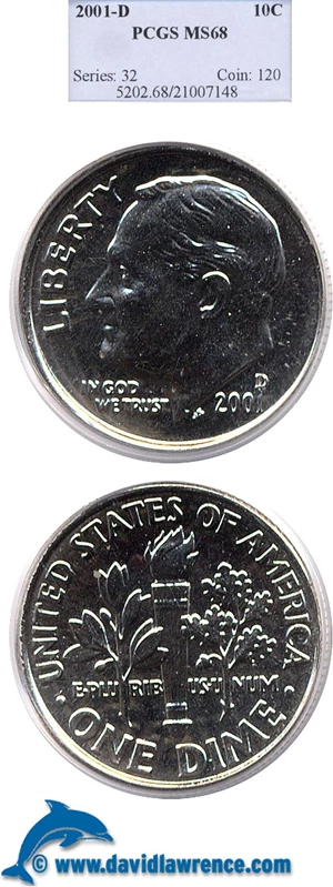 image for: 2001-D 10c PCGS MS68