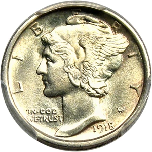 image for: 1918-S 10c PCGS MS65 FB