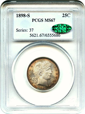 image for: 1898-S 25c PCGS/CAC MS67