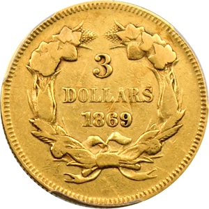 image for: 1869 $3 PCGS F15