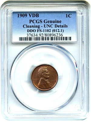 image for: 1909 VDB 1c PCGS UNC Details (Cleaning, DDO, FS-1102)