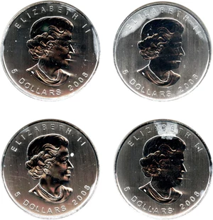 image for: Lot of (4) Canada: 2008 Maple Leaf $5 Vancouver 2010 Olympics NGC MS69