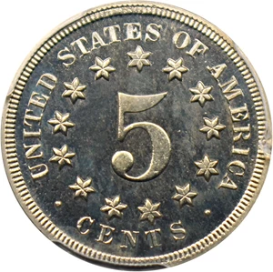 image for: 1869 5c PCGS Proof 65 CAM
