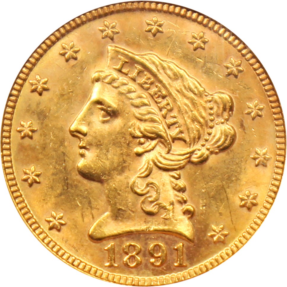 image for: 1891 $2 1/2 NGC/CAC MS62