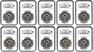 image for: Lot of (10) Canada 2009 $5 Vancouver 2010 Olympics NGC MS69