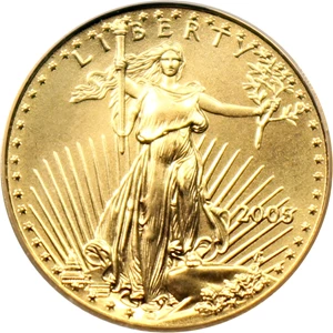 image for: 2005 Gold Eagle $5 PCGS MS69 (20th Anniversary)