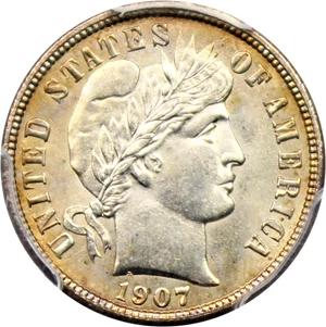 image for: 1907-D 10c PCGS MS66