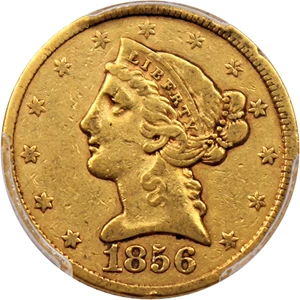 image for: 1856 $5 PCGS/CAC VF35