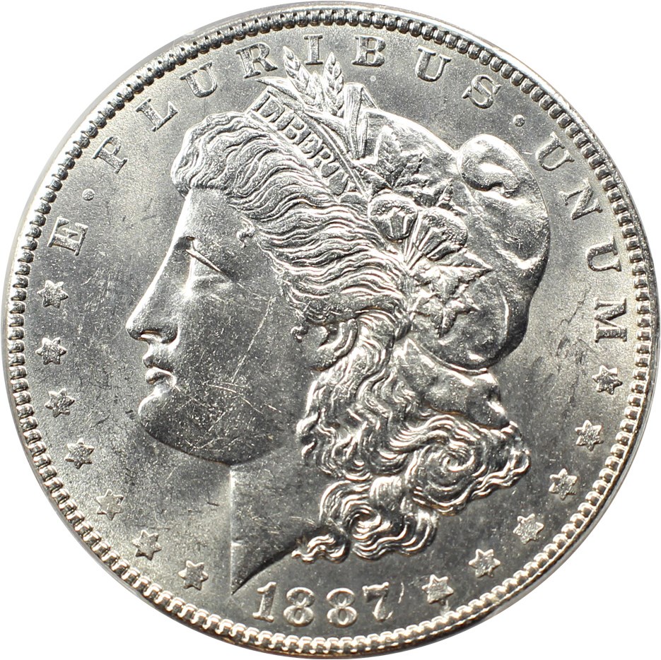 image for: 1887/6 $1 PCGS Secure MS62 (VAM-2, 7/6)