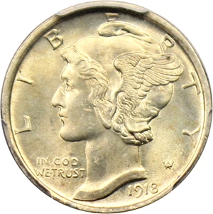 image for: 1918-D 10c PCGS MS64