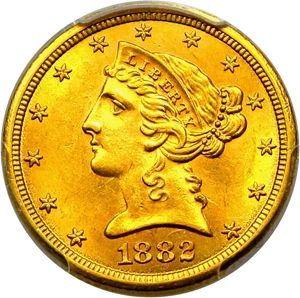 image for: 1882-CC $5 PCGS MS62