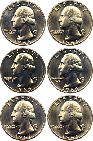image for: Lot of 1966 25c PCGS SP67 (Special Mint Set, 5 Coins)