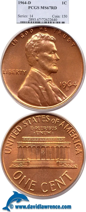 image for: 1964-D 1c PCGS MS67 RD