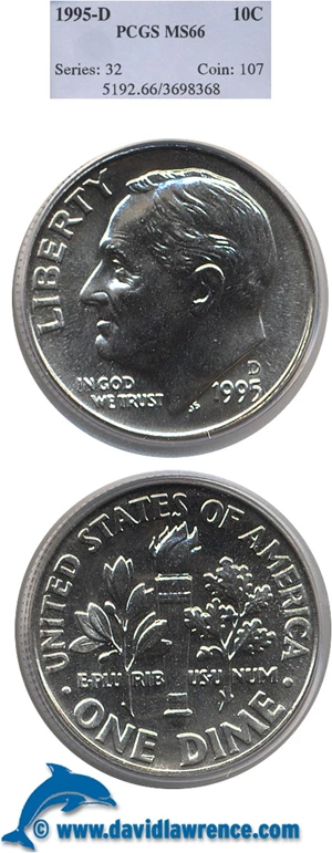 image for: 1995-D 10c PCGS MS66