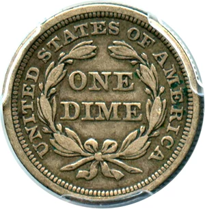 image for: 1853 10c PCGS VF30 (No Arrows)