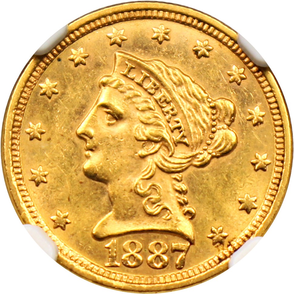 image for: 1887 $2 1/2 NGC/CAC MS61