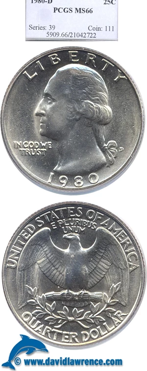 image for: 1980-D 25c PCGS MS66