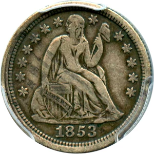 image for: 1853 10c PCGS VF30 (No Arrows)