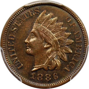image for: 1886 1c PCGS MS63 BN (Type 2)