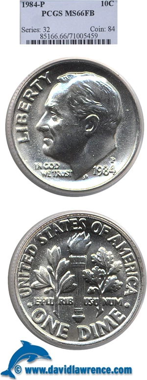 image for: 1984-P 10c PCGS MS66 FB